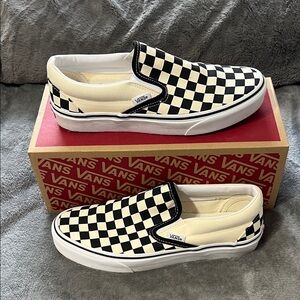 NWT Vans Black and White Checkerboard Slip-Ons